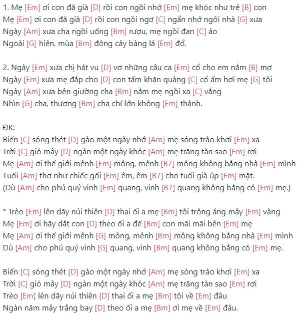 Mẹ ơi con đã già rồi lời bài hát Gallery 2