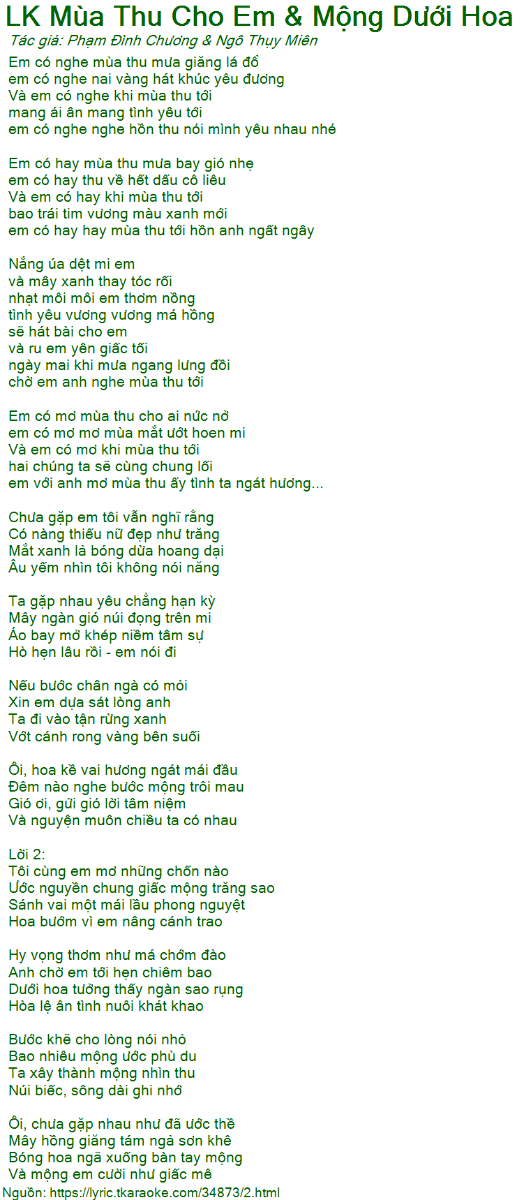 Mùa Thu Cho Em Lời Bài Hát Gallery 2