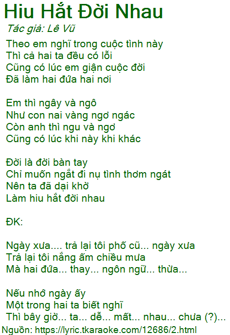 Lời Bài Hát Hiu Hắt Đời Nhau Gallery 2