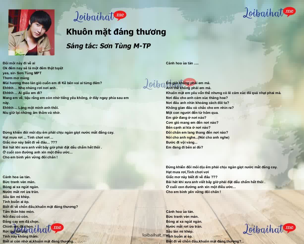 Lời Bài Hát Khuôn Mặt Đáng Thương Gallery 2