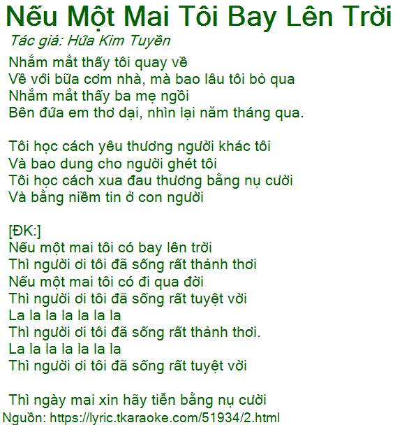 Lời Bài Hát Nếu Một Mai Tôi Bay Lên Trời Gallery 2