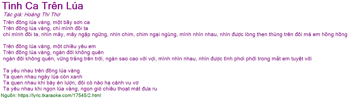 Lời Bài Hát Tình Ca Trên Lúa Gallery 2