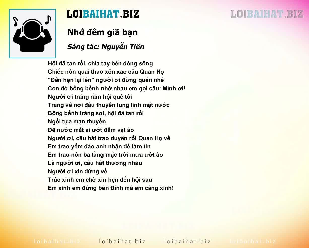 Lời Bài Hát Nhớ Đêm Giã Bạn Gallery 2
