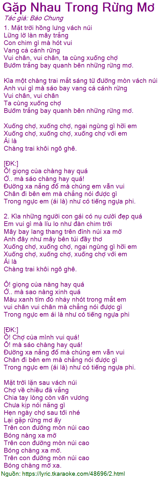 Lời Bài Hát Trong Tán Gặp Nhau Giữa Rừng Mơ Gallery 2