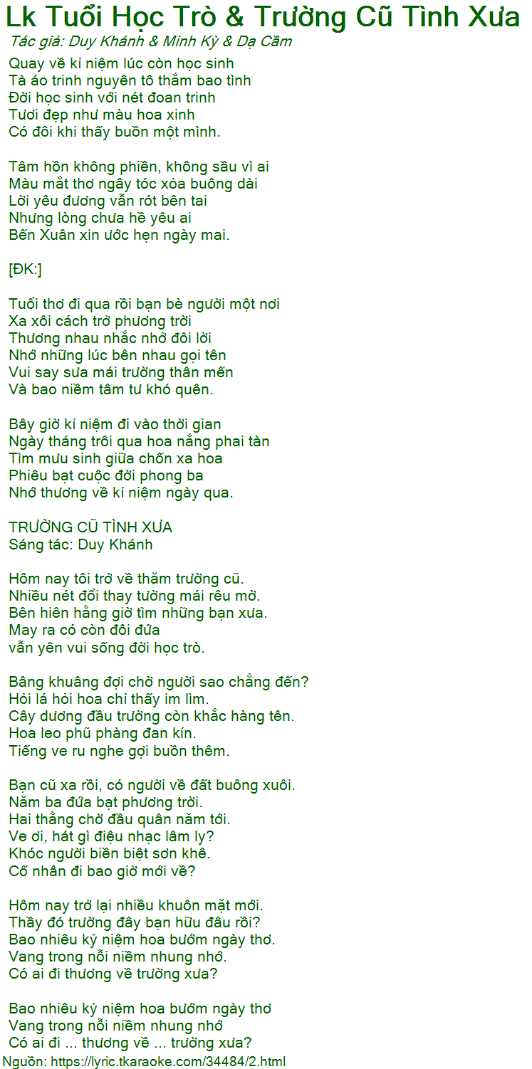 Lời Bài Hát Tuổi Học Trò Gallery 2