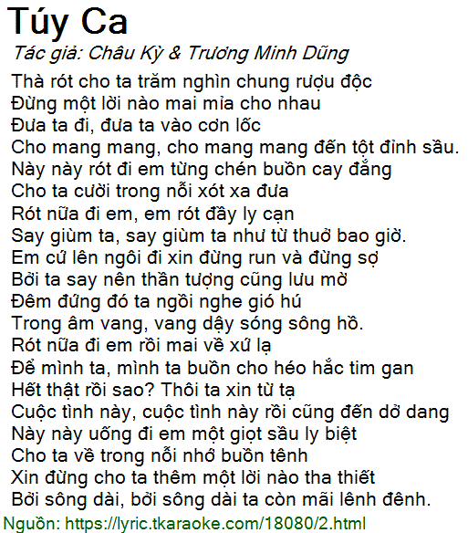 Lời Bài Hát Đan Nguyên Túy Ca Gallery 2