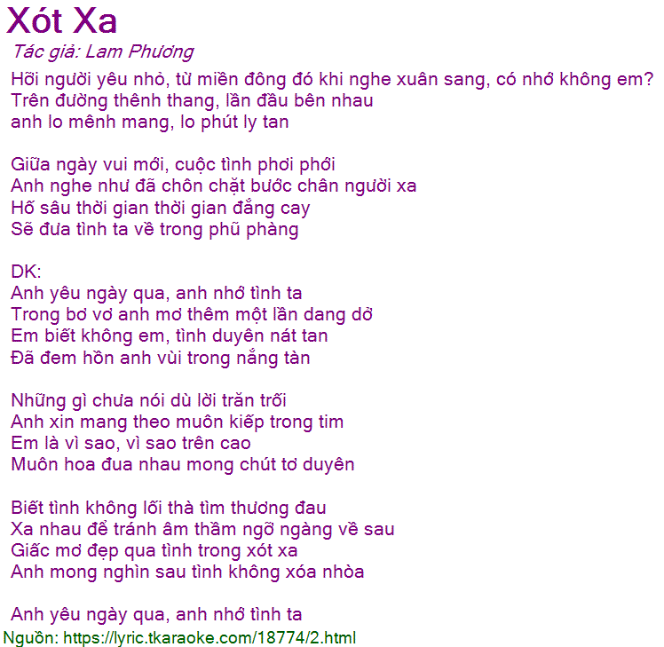 Lời Bài Hát Xót Xa - Lam Phương Gallery 2