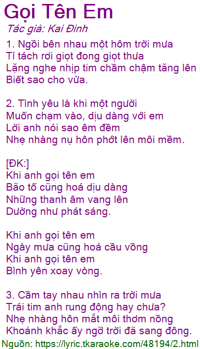 Lời Bài Hát Min Gọi Tên Em Gallery 2
