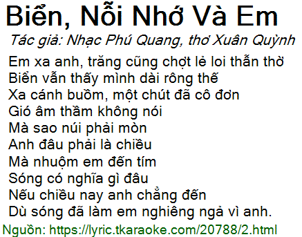 Lời Bài Hát Lê Anh Dũng - Biển Nỗi Nhớ Và Em Gallery 2
