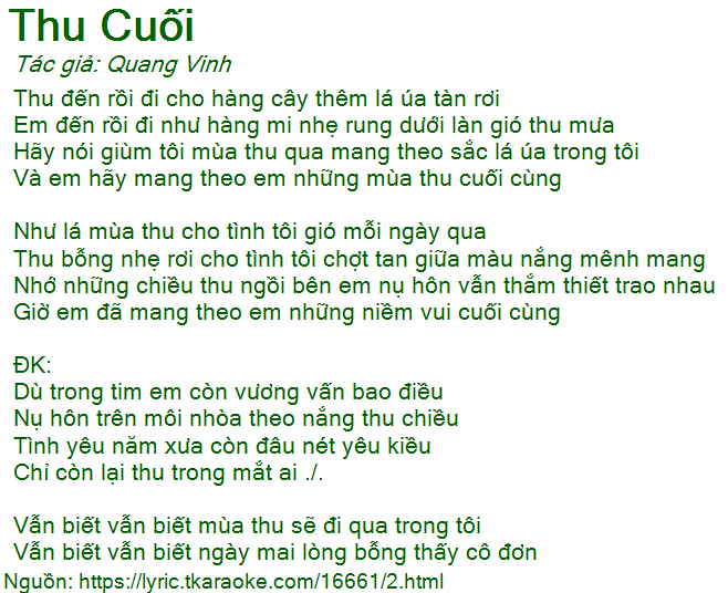 Thu Cuối Lời Bài Hát Là Gì? Gallery 2