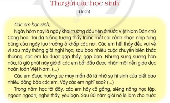 Thư gửi các học sinh Tiếng Việt lớp 5
