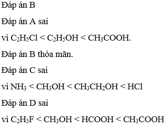 Thứ tự nhiệt độ sôi của các chất