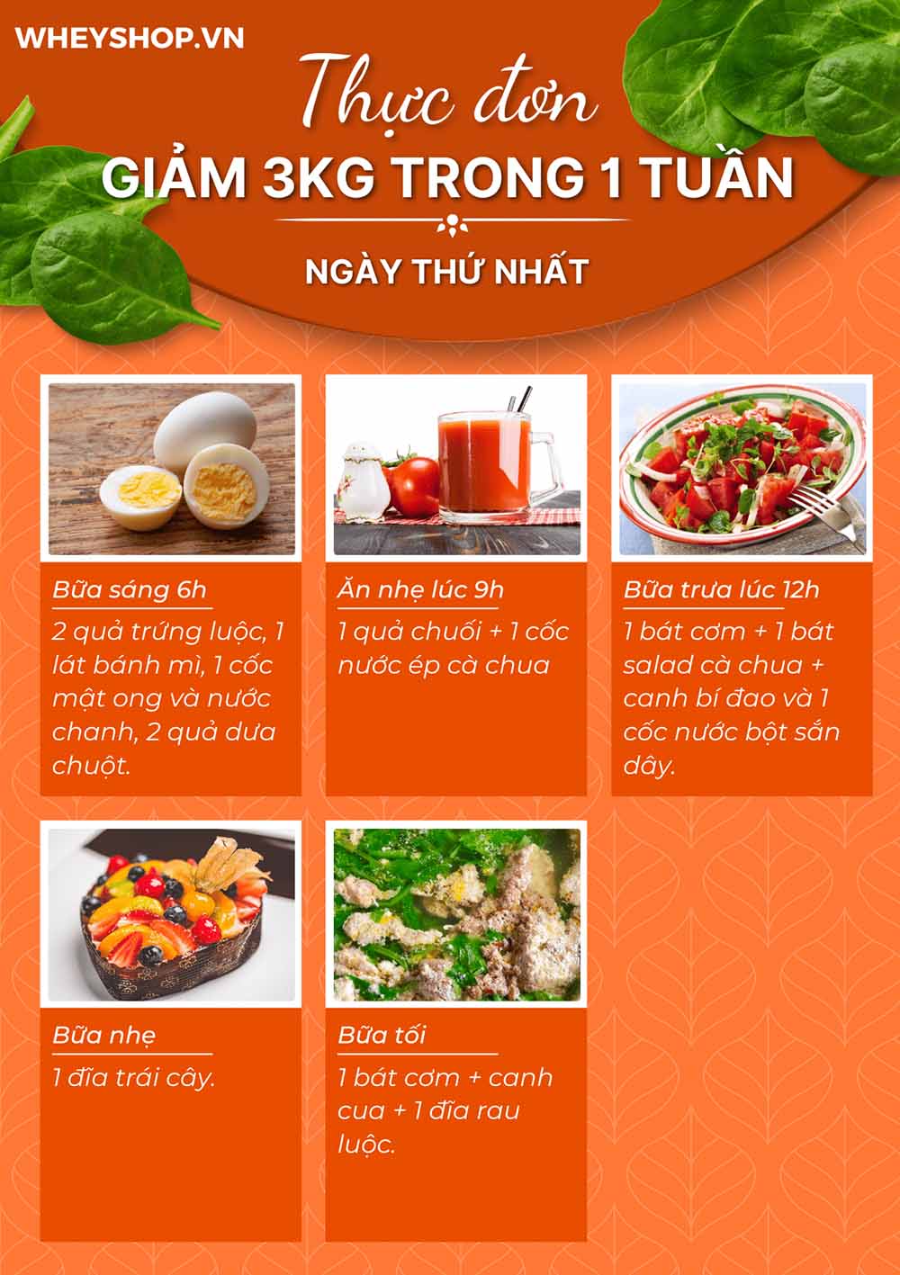 Thực đơn giảm 3kg trong 1 tuần
