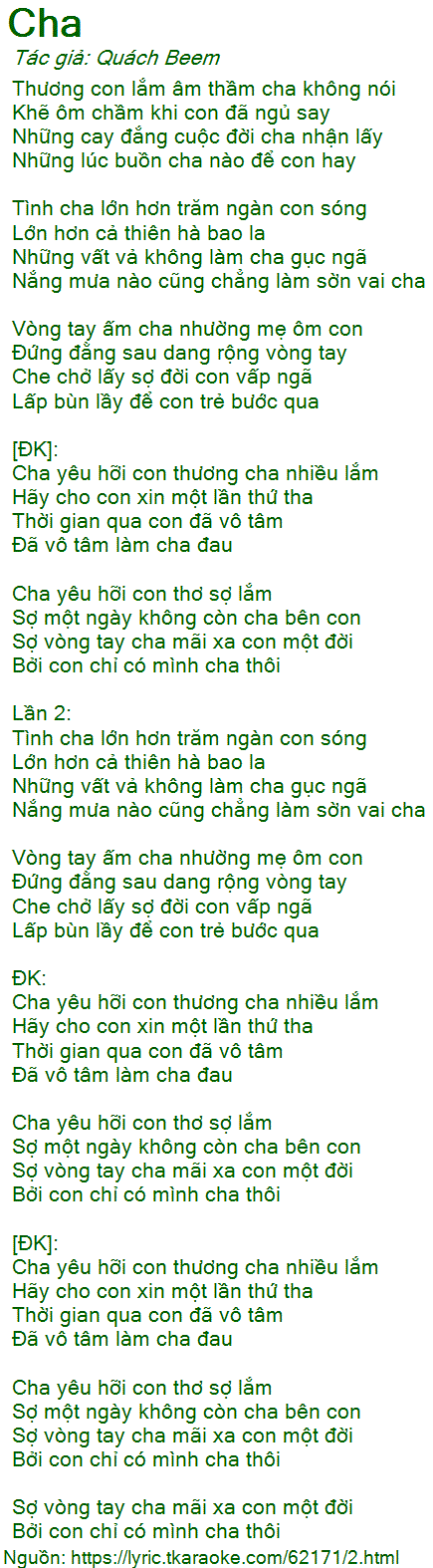 Thương Con Lắm Âm Thầm Cha Không Nói