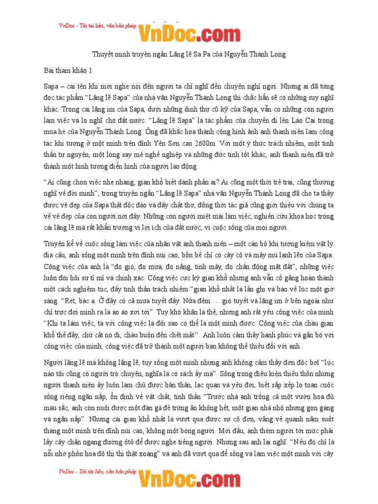 Thuyết minh bài Lặng lẽ Sa Pa