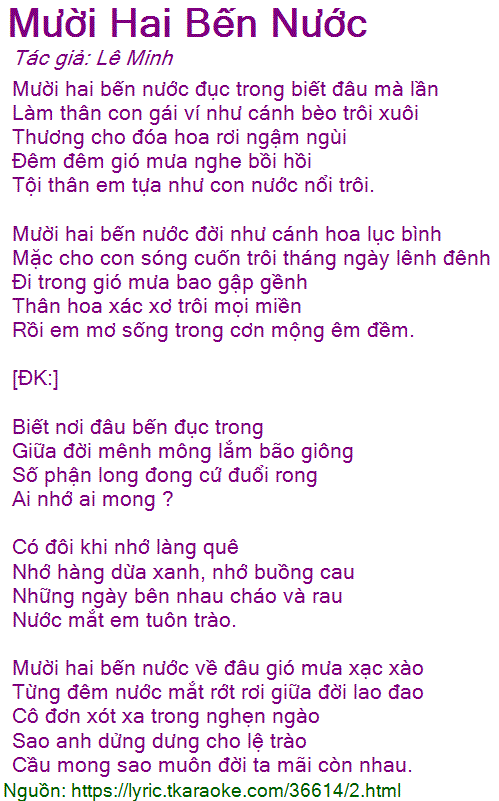 12 Bến Nước Đục Trong Lời Bài Hát Gallery 1