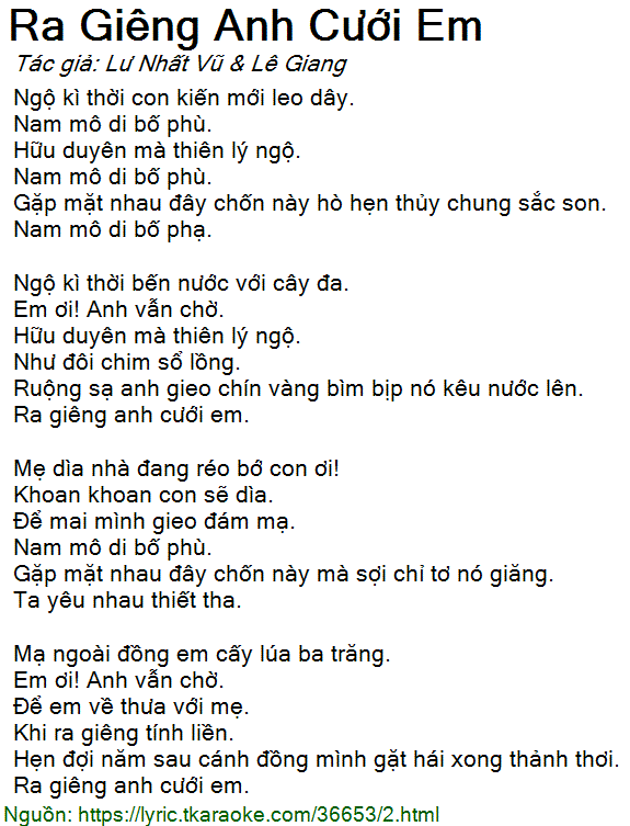 Lời Bài Hát Ra Giêng Anh Cưới Em Gallery 1