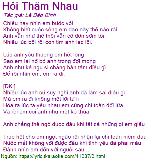 Lời Bài Hát Hỏi Thăm Nhau Gallery 2