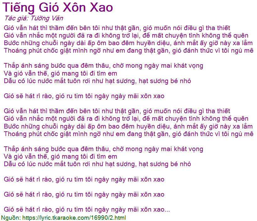 Lời Bài Hát Tiếng Gió Xôn Xao Gallery 2