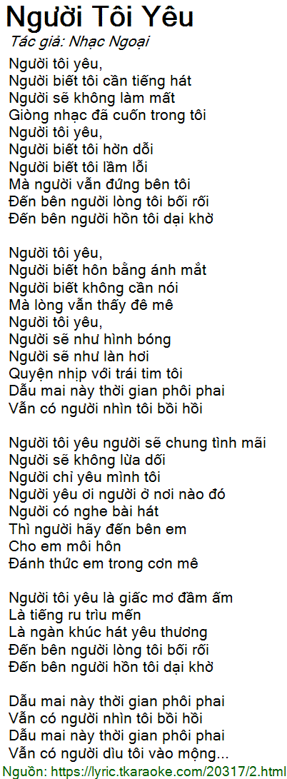 Lời Bài Hát Người Tôi Yêu Gallery 2