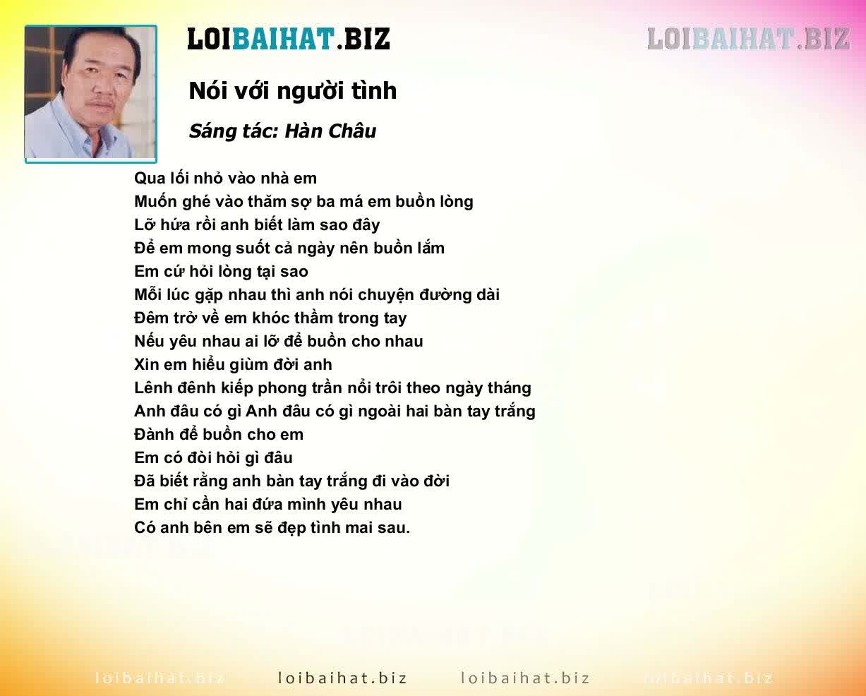 Lời Bài Hát Nói Với Người Tình Gallery 2