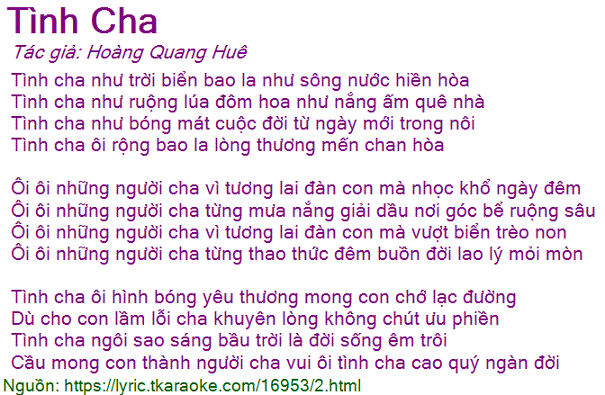 Lời Bài Hát Tình Cha Gallery 2