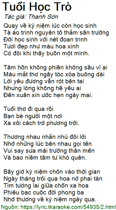 Tuổi Học Trò Lời Bài Hát Gallery 2
