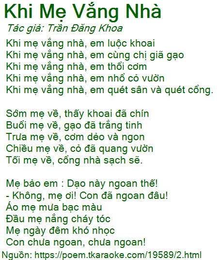 Bài Thơ Khi Mẹ Vắng Nhà Gallery 2
