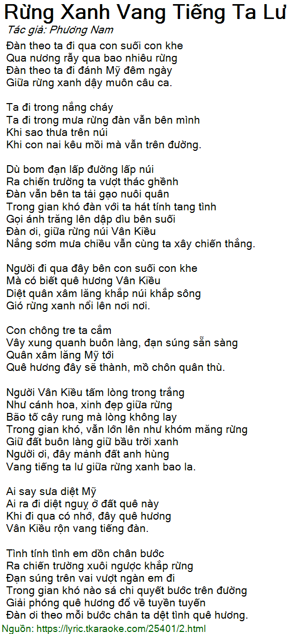 Lời Bài Hát Anh Thơ Rừng Xanh Vang Tiếng Ta Lư Gallery 1
