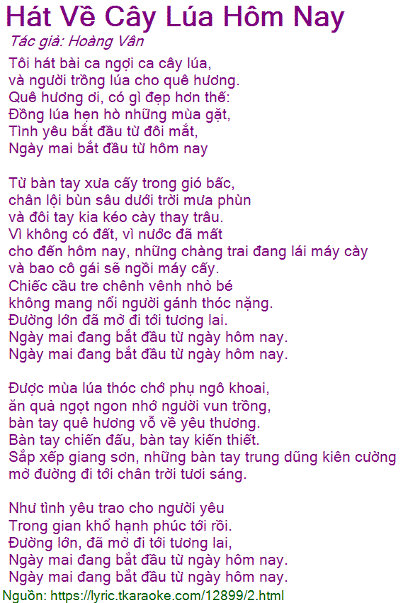 Lời Bài Hát Trọng Tấn Về Cây Lúa Hôm Nay Gallery 1