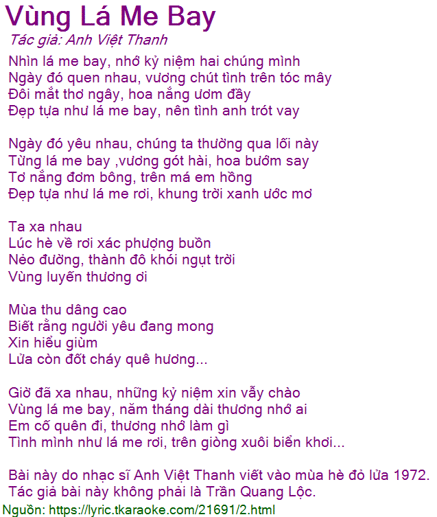 Lời Bài Hát Dương Hồng Loan Vùng Lá Me Bay Gallery 1