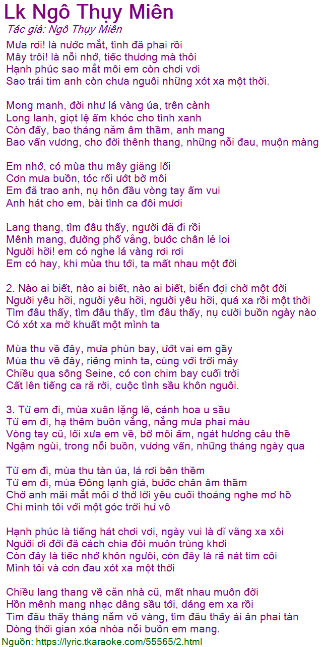 Lời Bài Hát Ngô Thùy Miên Gallery 1