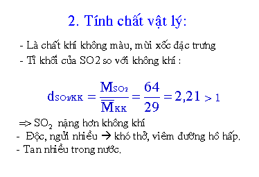 Tính chất hóa học của Lưu huỳnh đioxit (SO2)