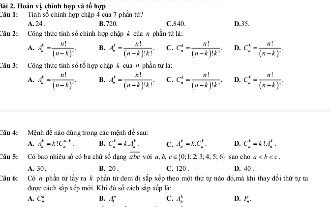 Tính chỉnh hợp chập 4 của 7 phần tử Gallery 2