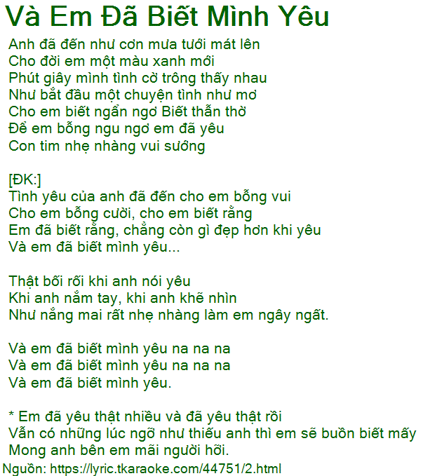 Tình yêu của anh đã đến cho em bỗng vui