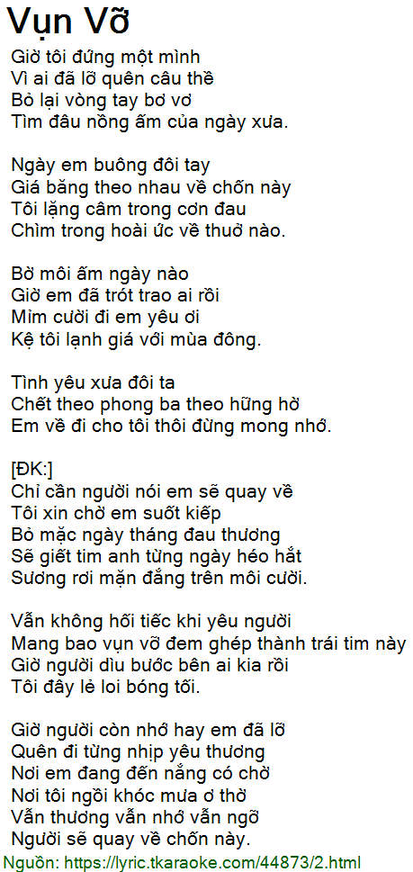 Tình Yêu Khi Xưa Đôi Ta Vụn Vỡ
