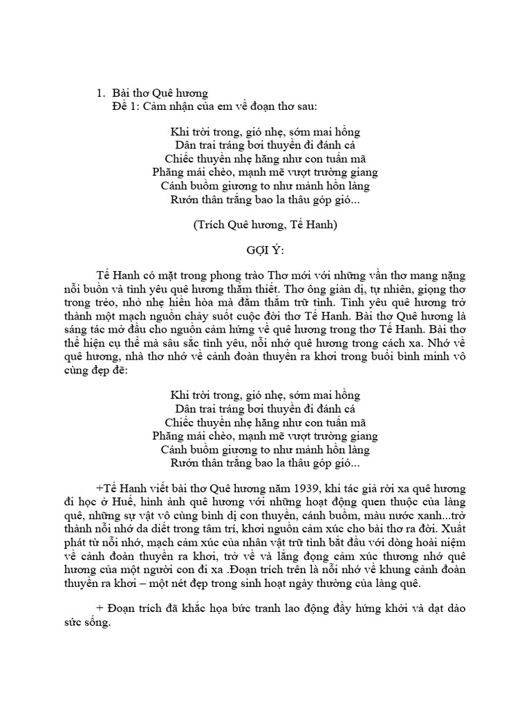 Thơ Quê Hương Tế Hanh: Những Giai Điệu Xúc Động Về Mảnh Đất Cội Nguồn Gallery 1