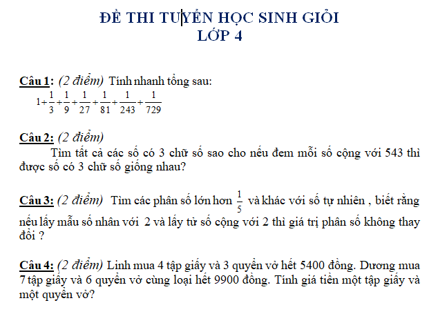 Toán khó lớp 4: Khám phá những bài toán thử thách tư duy