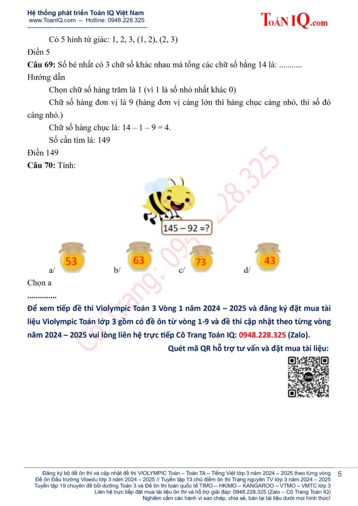 Toán Violympic Lớp 3 Có Đáp Án