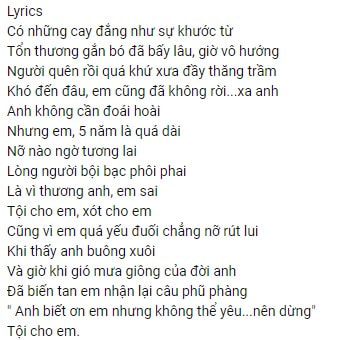 Tội Cho Em Lời