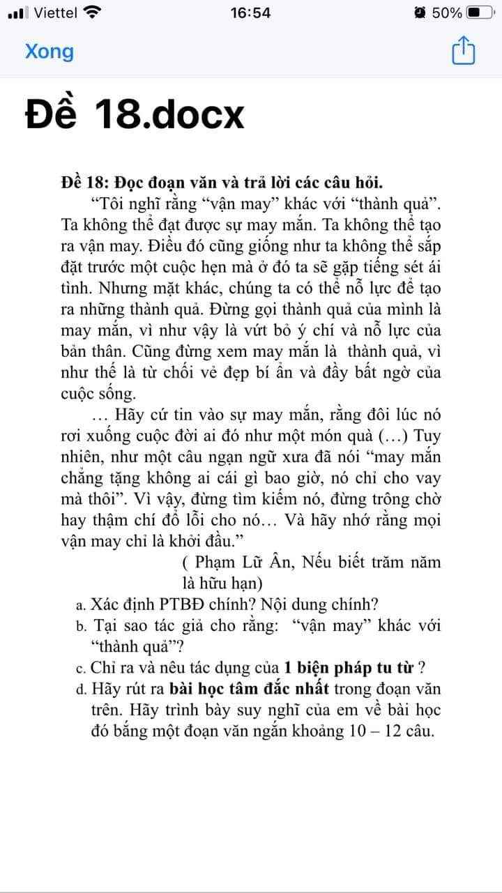 Vận may khác với thành quả