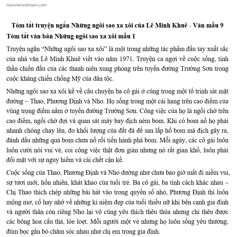 Tóm tắt tiểu thuyết Ngôi sao xa xôi