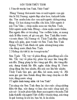 Tóm tắt Truyện Sơn Tinh Thủy Tinh