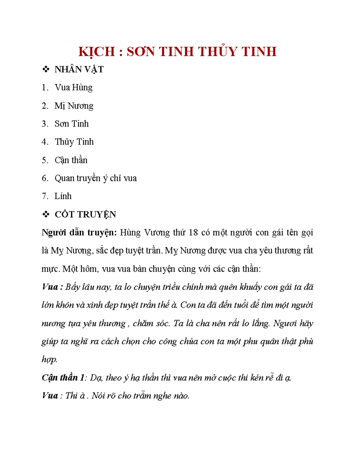 Kịch Bản Sơn Tinh Thủy Tinh Chi Tiết Và Ý Nghĩa Gallery 1