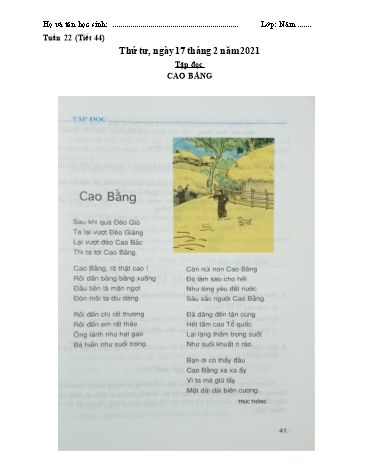 Soạn bài tập đọc Cao Bằng Gallery 1