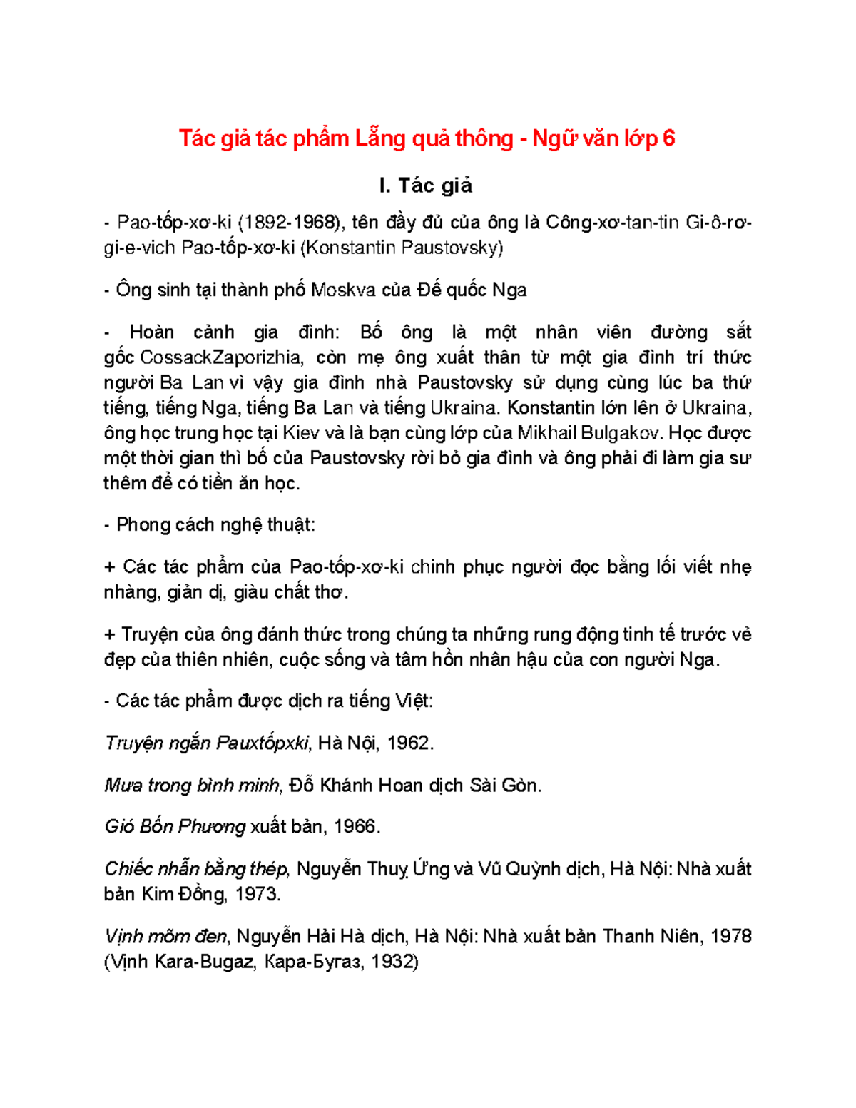 Tóm tắt Truyện Lẵng Quả Thông