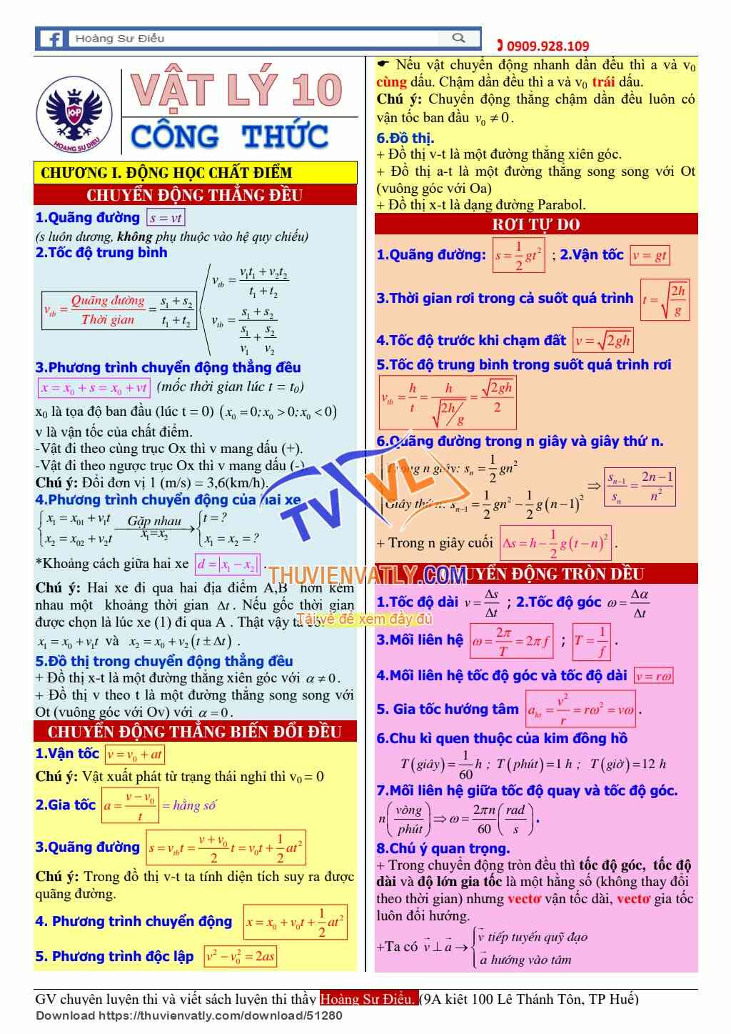 Tóm tắt Vật lý 10
