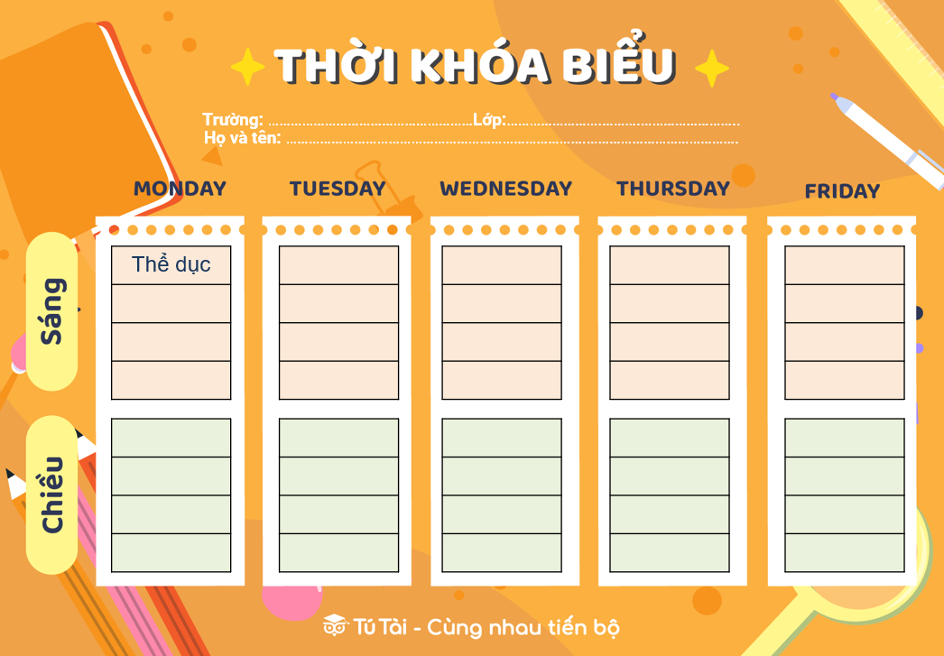 Mẫu Thời Gian Biểu Đẹp File Word Gallery 1
