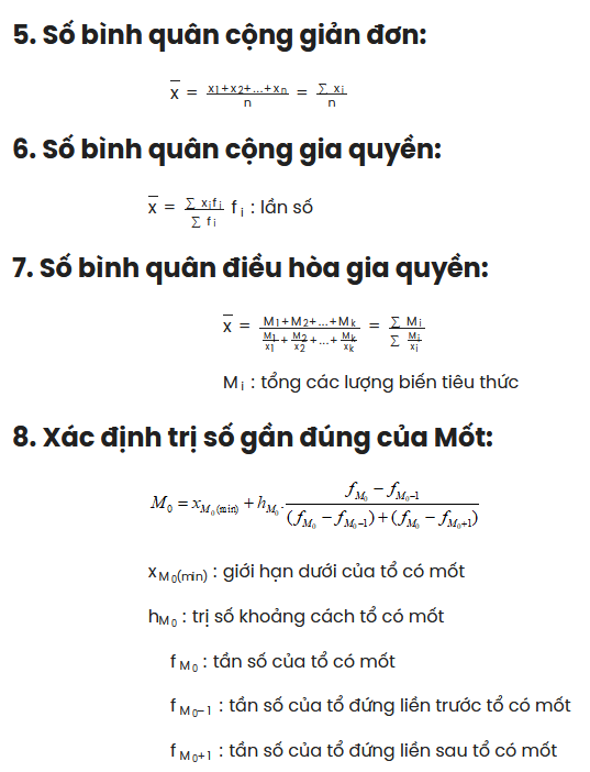 Tổng hợp Công thức Nguyên lý Thống kê