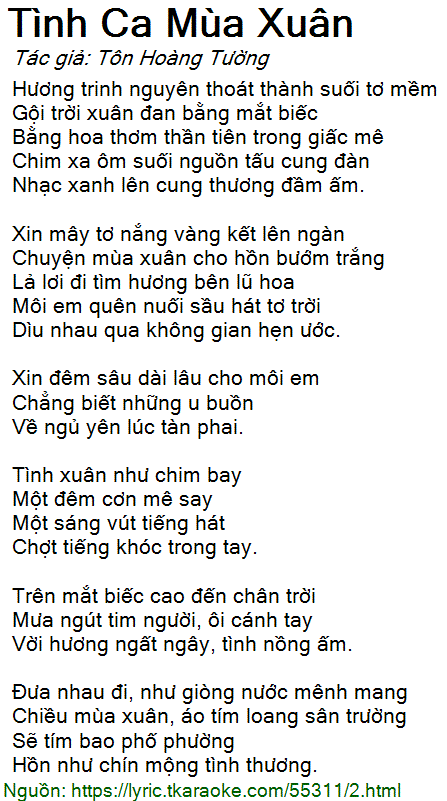 Tình Ca Mùa Xuân Lời Gallery 1